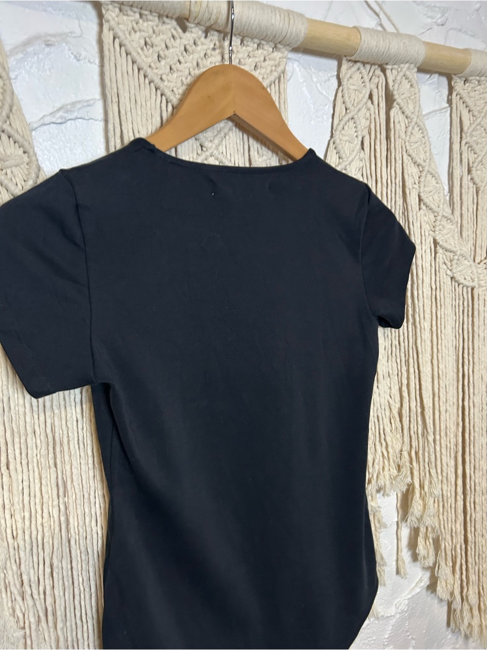 Oak + Fort Oak Refined Black Short Sleeve Bodysuit Capsule Wardrobe Minimalist - Picture 13 of 13